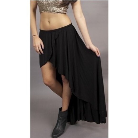 Vintage Y2K Urban Outfitters Black High-Low Maxi Skirt W/ Shorts Whimsygoth Boho - Picture 1 of 12
